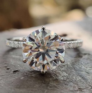 Solo Solitaire 10K Anillos de Compromiso de boda de oro sólido para mujer corte brillante redondo diamante cultivado en laboratorio certificado IGI para fiestas - Product Image 1