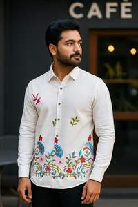 Premium Quality Full Sleeve Men's Cotton Fabric <b>Shirt</b> Embroidery Work Printed Pattern Casual Wear for Events <b>Parties</b> Exporter - Product Image 5