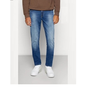 กางเกงยีนส์ผ้ายีนส์คลาสสิกสำหรับผู้ชายกางเกงยีนส์สีน้ำเงินยืดทรงตรง - Product Image 6