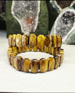 Pulsera de Piedra Ojo de Tigre con Corte de Diamante para Hombre y Mujer, Elástica, con Diseño Impreso, para Bodas, Año Nuevo, Cumpleaños o Pascua - Product Image 4