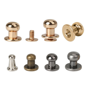 10 ensembles de rivets à tête ronde en laiton massif pour sac en cuir avec vis Chicago - Product Image 1