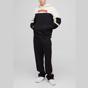 ชุดวอร์มผ้าฝ้าย2ชิ้นสำหรับผู้ชายชุดวอร์มทรงแบ็กกี้พิมพ์โลโก้2โทนสำหรับ100% - Product Image 1