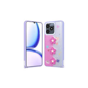 Coque de protection souple en silicone Netzy Glitter Relief Figure Purple Daisy pour Realme C53 Oppo A17/A53/A57 Realme C35 Realme C53 - Product Image 1