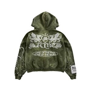 Ensemble survêtement et sweat-shirt surdimensionné personnalisé, lourd, délavé à l'acide, avec impression sérigraphique, broderie, strass et effet usé - Product Image 5