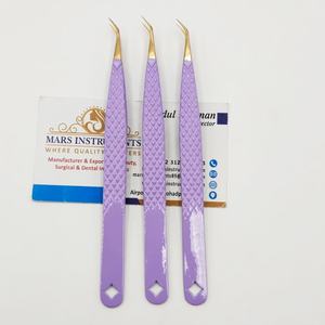 Pinces à extensions de cils Gold Tip 45 degrés en acier inoxydable à pointe pointue, pinces à fibres pour outils d'extensions de cils - Product Image 4