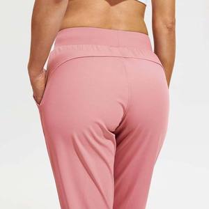 Pantalon large personnalisé en coton avec poches pour femmes Pantalon de jogging Pantalon de survêtement extérieur en polyester Pantalon à taille élastique de couleur rose - Product Image 5