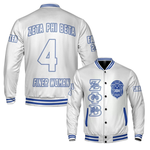 Zeta Phi Beta 1920 blu bianco greco vita Varsity Letterman Jacket Sorority ZPB Chenille Patch Founders Edition - Product Image 6