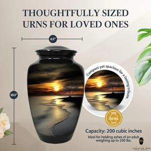 โกศเคลือบอลูมิเนียมเคลือบเมเรน่าดีไซน์รูปเถ้ากระดูกดีไซน์รูปทิวทัศน์แม่น้ำ - Product Image 2