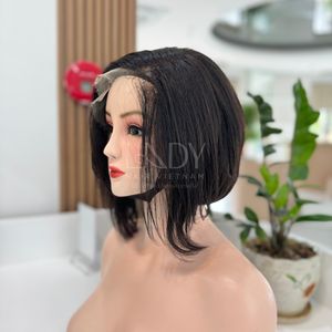 Perruques courtes pour femmes noires, extensions de cheveux bruts vietnamiens, perruques frontales, 100% - Product Image 3