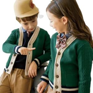 Cárdigans Escolares de Invierno Personalizados para Niños, Fabricante OEM, Venta al por Mayor, Uniformes, Manga de Mariposa, Forro de Lana, Botones, Tejido de Punto, Anti-Pilling - Product Image 2