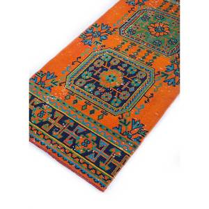 Tapis en laine noué à la main rouge et orange vintage Pae-2498, grand motif géométrique pour la maison, le salon, le couloir - Tapis Jaipur US - Product Image 2