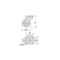 Emuca Juego de 4 Ruedas para Muebles Negras de 50 mm de Diámetro, Plástico y Acero con Placa de Montaje, Modelo España 2008917