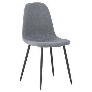 Vintage Industrial Modern Stackable Smooth <b>Fabric</b> <b>Dining</b> <b>Chairs</b> with Metal Legs <b>Grey</b> Upholstery for Restaurant Furniture - Product Image 3