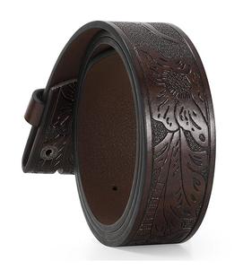 Cinturones de cuero genuino personalizables de Venta caliente Estilo occidental con hebilla de acero Tamaños disponibles-Venta al por mayor Cuero formal de vaquero - Product Image 3