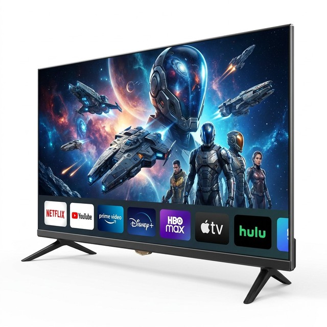 32INCH Frameless 4K LED Smart TV 60Hz HDR Wide Screen Black for Home Entertainment