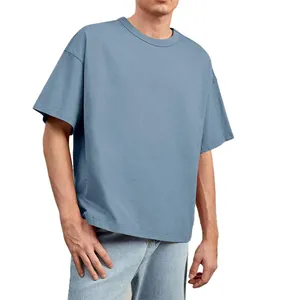Camisetas de manga corta para hombre, camiseta de estilo cuadrado de gran tamaño, camiseta lisa holgada de algodón, Camiseta de algodón pesado