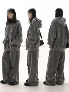   Sudadera con capucha y cremallera desgastada para hombre, estilo retro americano, holgada, de tendencia, versátil, estilo pareja, ODM, Colección Otoño Invierno 2026 - Product Image 5