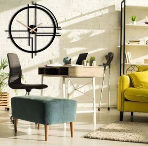 Minimalist Oversized Metal Wall <b>Clock</b> Unique Metal Wall Art Silent <b>Clock</b> Wall Decor for Home Office Aluminum Luxury Silver - Product Image 2