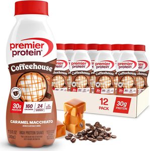 Batido de Proteína Premier Protein COFFEEHOUSE Caramel Macchiato con Cafeína para Energía – 30 g de Proteína, 11.5 fl oz, Paquete de 12 - Product Image 1