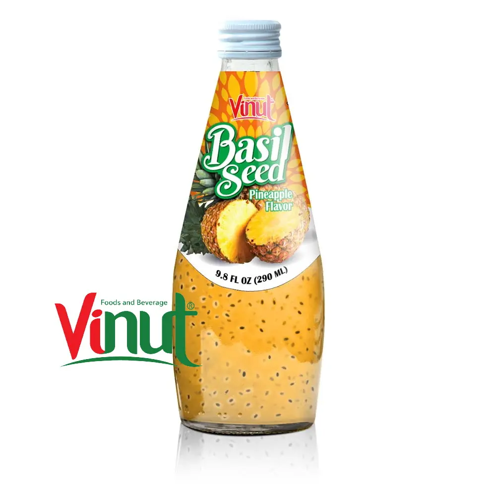 290mlガラス瓶ビナッツバジル種子パイナップルフレーバー最新のOEM飲料卸売低脂肪ISO証明書ベトナム