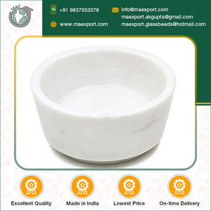 Premium Quality <b>Large</b> White Marble <b>Bowl</b> for Food & Fruits Serving Home Decoration & Custom Logo Wholesale Supplier - Product Image 3