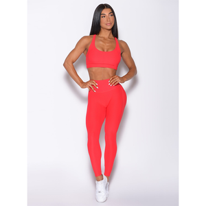 Dernier legging à chevron rouge flamme avec logo personnalisé leggings respirants à coupe parfaite nouveau leggings de gymnastique à la mode pour femmes vêtements de sport - Product Image 5