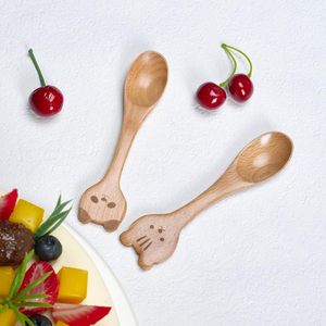 Cuillères en bois mignonnes belle meilleure qualité moins cher ensemble de cuillères en bois d'acacia naturel pour les enfants - Product Image 3