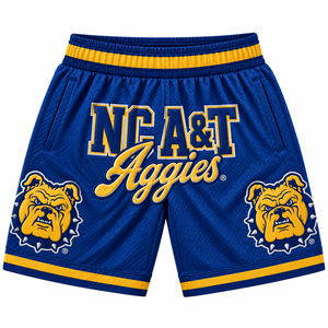 Shorts de basketball personnalisés en mesh avec logo de mascotte, style streetwear universitaire, marque privée, vente en gros, fabricant OEM - Product Image 1