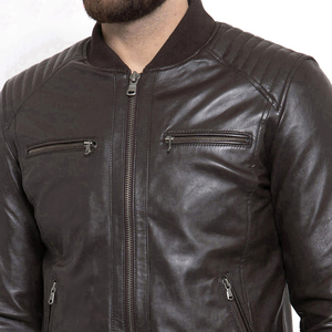 Nuevas chaquetas de cuero de moda para hombre, chaqueta encerada de Color negro de invierno, chaqueta de cuero informal Simple Popular para hombre - Product Image 5