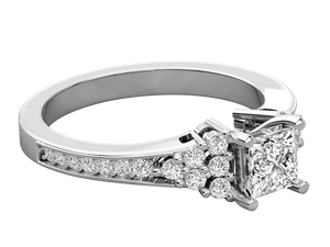 Anillo de Compromiso Clásico de Oro Sólido de 14K con Tres Piedras de Diamante Cultivado en Laboratorio de 1ct D VVS2 IGI, Corte Princesa Personalizado - Product Image 4