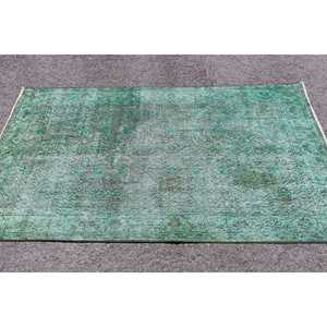 พรมลายตุรกีโบราณ ขนาด 3.7x6.4 ฟุต (112x196 ซม.) สีเขียวล้วน - Product Image 3