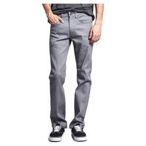 Men's Slim Fit Unwashed Raw Denim Jeans DL980-IndigoJet <b>Black</b> Fade Breathable <b>Button</b> Lightweight Casual Winter Summer 100% - Product Image 6