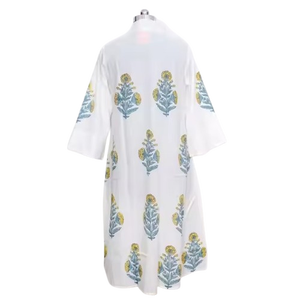 Robe midi en coton tissé d'été imprimée à la main, motif floral indien, douce, écologique, lavable - Product Image 5