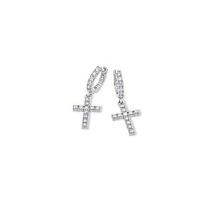 Round Moissanite <b>Cross</b> Drop <b>Earrings</b> - Product Image 3