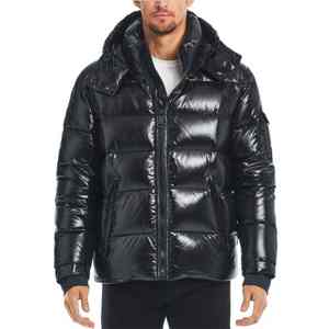 Moda Streetwear al aire libre logotipo personalizado de alta calidad chaqueta acolchada hombres 100% Nylon ajustable capucha chaquetas de los hombres - Product Image 4