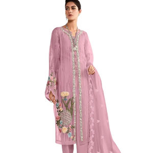 Dernier Designer Organza Soie Broderie Travail Kurti Set Par Fab Zone - Product Image 1