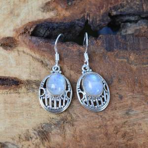 Pendientes de Plata de Ley 925 con Piedra Lunar Arcoíris Blanca, Joyería de Piedras Preciosas Hecha a Mano, Regalos Elegantes para Mujer - Product Image 6