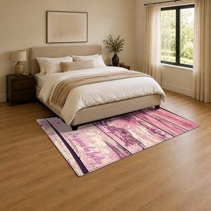 Tapis de salon en chenille antidérapant, imprimé numériquement, style anatolien traditionnel, rose prune, lavable en machine, vente en gros, RUGS DEPOT LXDP-0819 - Product Image 3