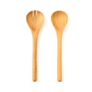 Juego de cubiertos de cocina más vendido: tenedor y cuchara de madera duraderos para ensalada y cena, con mango largo. - Product Image 2