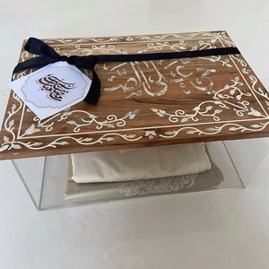 Acrylic Square Jar Natural White MOP Lid Islamic Mashrabiya Design Ramadan Wood Lacquer Technics Classic Style 0-1L <b>Storage</b> - Product Image 2