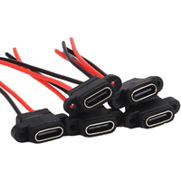 Câble USB Type-C femelle étanche 2/4 broches FPC, indice de protection IP67, 10A 300V, avec fil à souder, rallonge de câble d'alimentation, PCB UHF RF