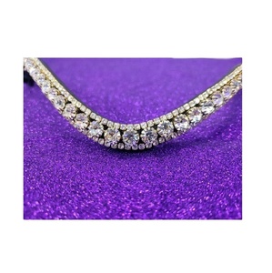 Banda de cejas de cristal de tres filas de 8mm de alta calidad, Base de cuero de Color Sier, diseño cómodo para montar ecuestre, Caballo Negro - Product Image 5