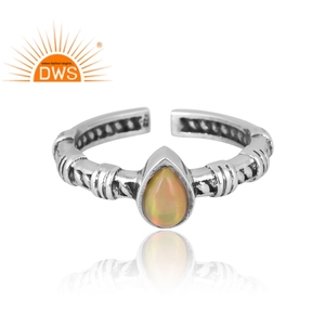 Conception chaude en argent Sterling naturel opale éthiopienne bague en pierres précieuses conception personnalisée bijoux pour femmes cadeau pour elle - Product Image 3