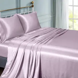 Silk Sheets Set 100% Charmeuse Mulberry Silk Bed Sheet Set, Thick, Heavy Silk, Deep Pocket OEM Made In Vietnam
