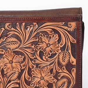 Western Tooled Cowhide Journal Hand Carved Bohemian Floral Design Bespoke Leather Cowhide Diary Cover Floral Edition - Product Image 5