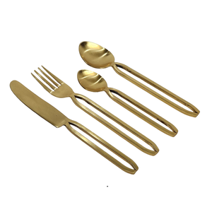 Ensemble de Couverts de Mariage Luxe Léger en Acier Inoxydable – Fourchettes, Couteaux, Cuillères – Service de Table Doré en Acier Inoxydable - Product Image 3