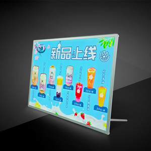 Ultra Slim A4 Kích thước tuổi Brass Máy tính để bàn LED quảng cáo khung Tempered Glass hộp đèn cho Nhà hàng menu triển lãm điện năng thấp - Product Image 3