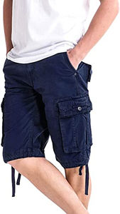 Shorts cargo bleus pour hommes – Grande vente – Personnalisables avec étiquette privée – Décontractés – Demi-pantalons unis avec grandes poches pour hommes - Product Image 3