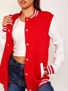 Veste universitaire unisexe de haute qualité, mélange de laine, manches en simili cuir, option de logo personnalisé, broderie personnalisée, équipe, école - Product Image 3