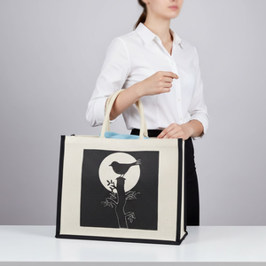 Sac fourre-tout en jute laminé 100% naturel, personnalisé, écologique, réutilisable, pour les courses, l'extérieur, la vente au détail, les cadeaux, les promotions - Product Image 3